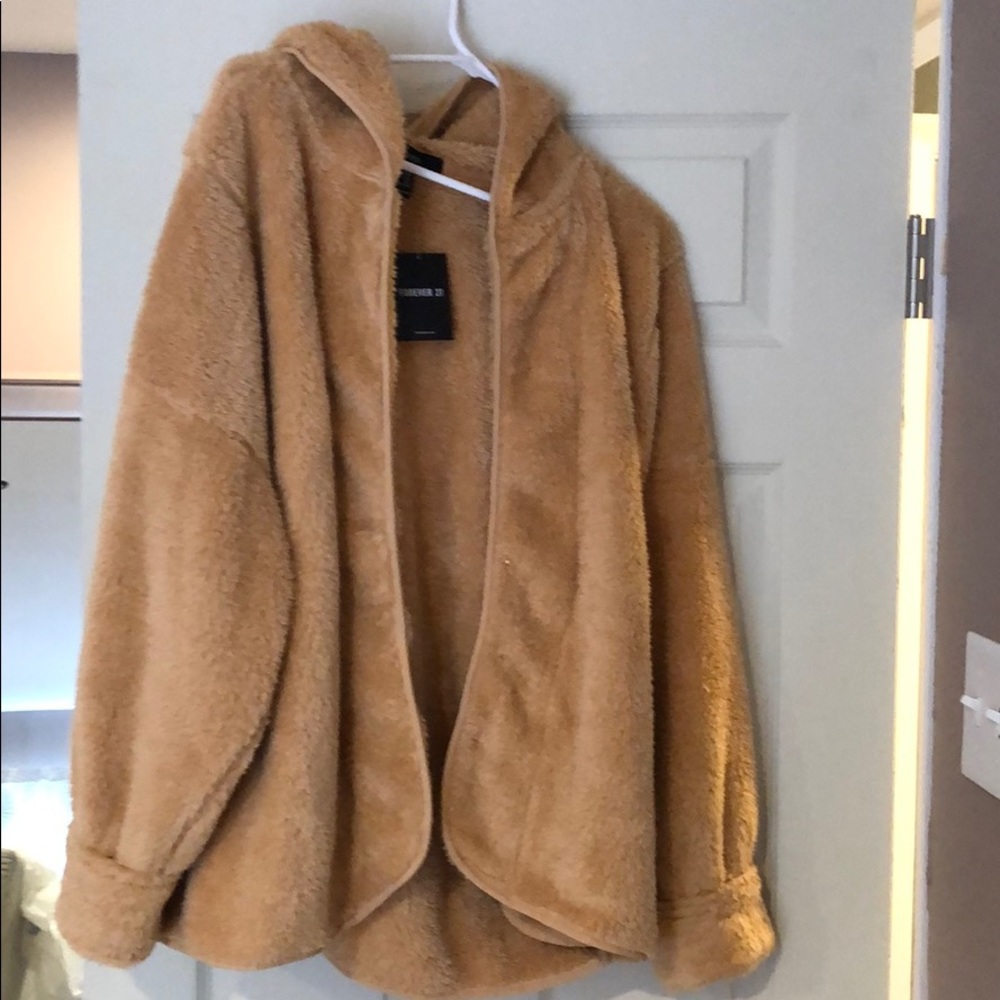 Forever 21 camel fuzzy jacket